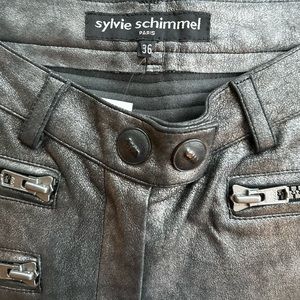 Sylvie Schimmel Tim sexy stretch leather biker pant Metallic